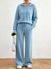 Rib Knit Hooded 2 Piece Set, Lightweight Loungewear_ecoleips.com