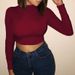 2025 New Long Sleeved T-shirt Women's Top Fashion Exposed Navel Short Style Solid Color Round Neck Trimming_ecoleips.com