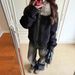 Aria Basics Winter 2025 New Thickened Warm Casual Loose Black Furry Coat With Large Fur Collar And Lamb Wool For Women_ecoleips.com