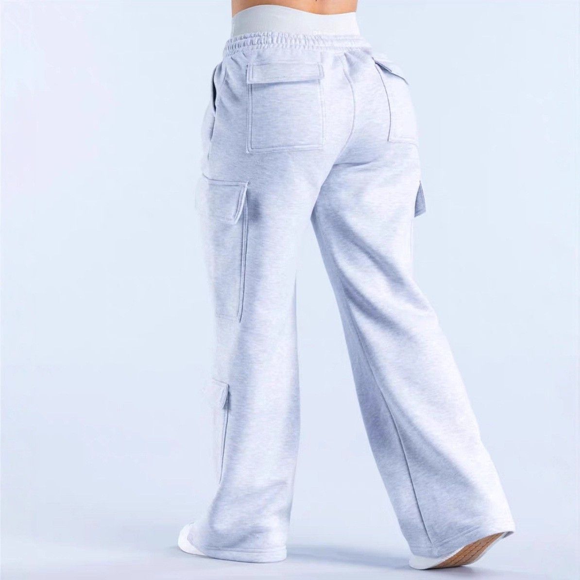 Women's Clothing Fleece Lined Cargo Pants Straight Leg Sweatpants Casual Fitness Autumn Winter Wide Leg Waist Cinching Sports_ecoleips.com