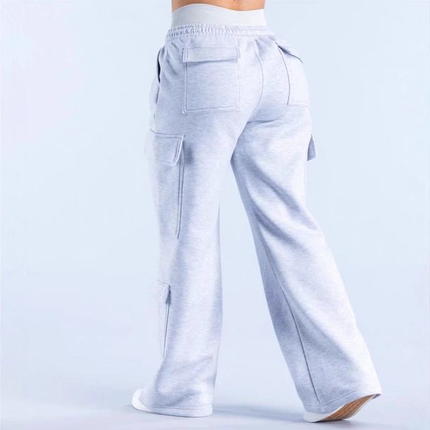 Women's Clothing Fleece Lined Cargo Pants Straight Leg Sweatpants Casual Fitness Autumn Winter Wide Leg Waist Cinching Sports_ecoleips.com
