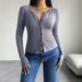 DiYun Foreign Trade 2024 Autumn/Winter Women's Clothing Y2K Solid Color Slim-Fit Cardigan Buttoned_ecoleips.com
