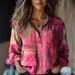 Women's Spring And Summer New Retro Printing Long-sleeved Casual Shirt Imitation Cotton And Linen Shirt_ecoleips.com