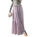 French Retro Elegant Romantic Fairy Pleated High-Waisted Midi Long Umbrella Skirt Slim Fit Chiffon Full Skirt for Women_ecoleips.com