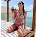 Women's Ruffle Print High-Waisted Bikini Set European American Style Two-Piece Swimsuit For Vacation Sexy Simple Design_ecoleips.com