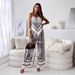 Women's Clothing New Fashion Printed Suspenders Chest Wrap + Positioning Flower Pants Suit_ecoleips.com
