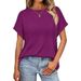 TK2025 European And American Cross-border Spring/summer New Round-neck Casual Solid Color Short-sleeve Loose_ecoleips.com
