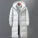 Knee-Length Thermal Parka For Men – Windproof Hooded Winter Coat With Duck Down Fill (S-5XL, Slim Fit, Multi-Pocket Design, Unisex Black/White)_ecoleips.com