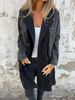 Women's Clothing Suit Collar Denim Splicing Mid Length Coat For Women_ecoleips.com