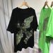 Women's Clothing Heavy Industry Hot Diamond Short Sleeved T Shirt Men And Women Same Style Round Neck Loose Large Version Eagle Top_ecoleips.com