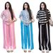 Women's Fashion Suit Striped Letter Print Short Sleeve Top With Wide Leg Pants Casual Two-Piece Set Plus Size Loose Fit Summer Style_ecoleips.com