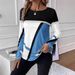2025 European And American Fashion New Pullover Round-neck Color-block Geometric Print Top Women's_ecoleips.com