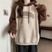 American-style Real-shot Color-blocking Raglan Long-sleeve Hooded Sweatshirt Women, Spring And Autumn Thin Loose-fit_ecoleips.com