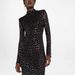 Women's Clothing Fashion Mesh Half High Collar Long Sleeve Hot Diamond Slim Hip Long Dress_ecoleips.com