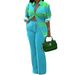 Women's Clothing Summer Lapel Pocket Casual Fashion Shirt Trousers Suit_ecoleips.com