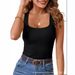 2025 Cross-Border Bestselle's Tank Outerwear, Square Neck, High Elasticity, Sexy Workout Sleeveless Top_ecoleips.com