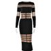 Classic Crew Neck, Long Sleeve, Stylish Patchwork Sheer Design, Figure‑Flattering Waist‑Cinching Silhouette, Chic Daily & Party Wear_ecoleips.com