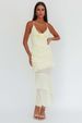 Women Summer Solid Color Spaghetti Strap Dress Elegant Slimming Ruffle Hem Maxi Dress Casual Party Long Gown_ecoleips.com