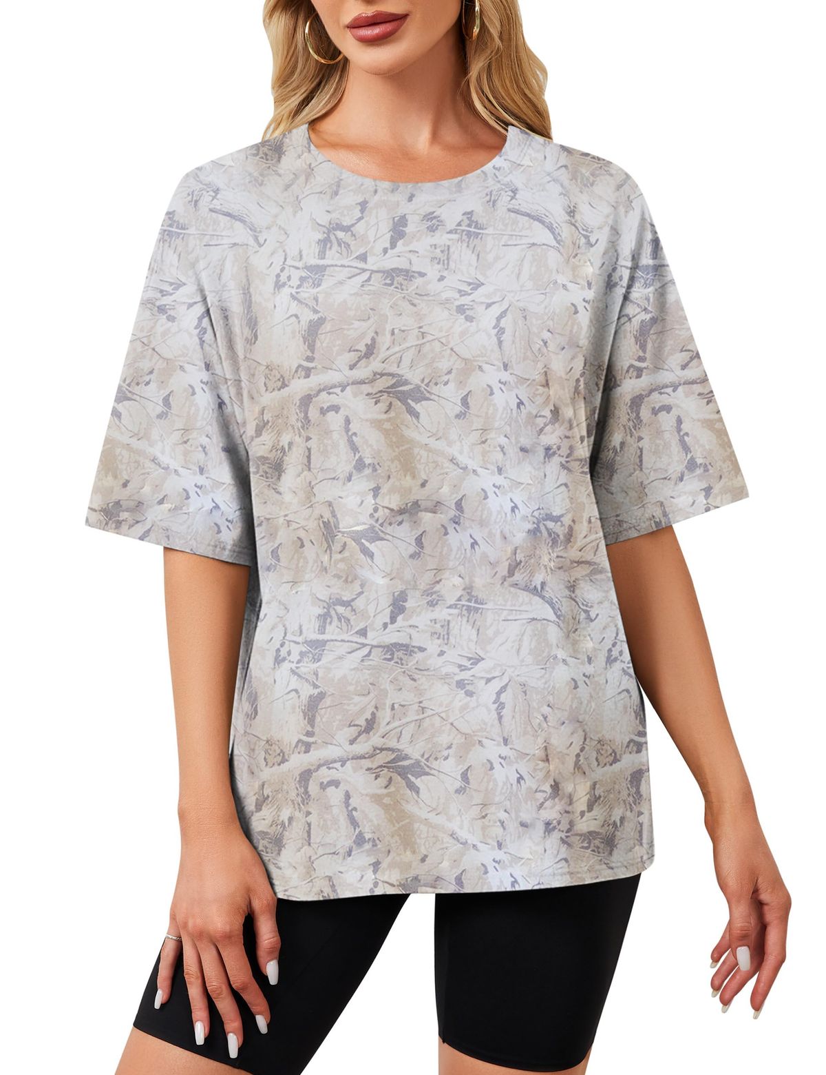 Ziesexy Camo Shirt Women Oversized Short Sleeve T-Shirts Crew Neck Camouflage Shirt Teen Girls Casual Loose Summer Tee Shirt_ecoleips.com
