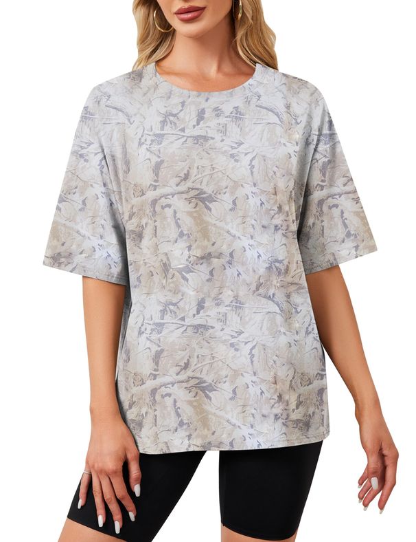 Ziesexy Camo Shirt Women Oversized Short Sleeve T-Shirts Crew Neck Camouflage Shirt Teen Girls Casual Loose Summer Tee Shirt_ecoleips.com
