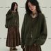 girl 251029-175 Floral Yarn! Versatile Lazy V-Neck Loose Pullover Sweater_ecoleips.com