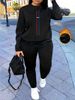Women's Autumn/Winter Hip Hop Casual Street Paris Letter Pattern Printed Round Neck Sweatshirt+Sweatpants Warm Set-639_ecoleips.com