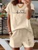Women’s 2 Piece Outfit Set – Oversized Graphic T-Shirt And Biker Shorts Matching Set, Casual Summer Lounge Tracksuit For Daily Wear-357_ecoleips.com