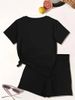 Women's Clothing Casual Round Neck Short Sleeve T-Shirt And Shorts Tracksuit Print Lingerie Set_ecoleips.com