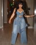 Women's Distressed Patchwork Bow Wide-Leg Jeans | High Waisted Straight Denim Pants With Decorative Knots | Winter Washed Stretch Polyester Trousers_ecoleips.com