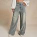 Women's Clothing Retro Distressed Denim Wide Leg Trousers Mid-Rise Light Blue Vintage Flare Jeans – Relaxed Wide-Leg Distressed Denim Pants For Women_ecoleips.com