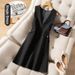 Women's Clothing Women’s Wool Blend Sleeveless Dress – Elegant Vest Dress With Optional Sweater Set (Black, S-3XL)_ecoleips.com