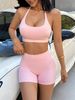 Y2K Style Women's Strapless Vest And Fitness Shorts Set European And American Cross Border E-Commerce Yoga Clothing Summer 2026_ecoleips.com