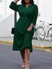Women's Plus Size Casual Dress, Plus Size Solid Color Fashionable Casual Elegant Small V-Neck Design Dress_ecoleips.com