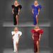 Women's Clothing Sequined Lotus Leaf Sleeve Tube Top V Neck Low Cut Sexy Backpack Hip Slit Dress_ecoleips.com