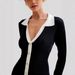 Women's Bow Tie Belt Knit Long Sleeve Pearl Button Tweed Style Ruffled Mini Dress – Elegant Fall Winter Gown_ecoleips.com