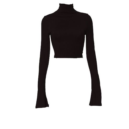 Women's High Neck High Waisted Flared Pants Set Solid Color Casual Fashion Design_ecoleips.com