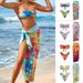 Women's Clothing Split Flower Bikini Tropical Print Beach Skirt Two Piece_ecoleips.com
