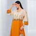 Ba5138 Orange Double-Tone Elegant A-Line Skirt Banquet Long Dress For Women_ecoleips.com