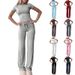 Women's Clothing Women's Casual Set Short Sleeve Top Long Pants Home Wear Sportswear Yoga Wear Europe & America_ecoleips.com