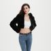 Trendy Hooded Faux Fur Jacket – Women’s Cropped Coat With Leather Trim (S-XXXL, Black & Khaki)_ecoleips.com