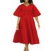 D3191 Women's Fashion 2023 New Bell Sleeve V-Neck Stylish Elegant Large Hem European And American Dress_ecoleips.com