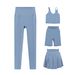 U Shaped Vest Cropped Pants Shorts And Skirt Four Piece Set For Women Slim Fit Stretchy Sportswear_ecoleips.com