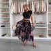2025 New INS Style Mesh Print Waist-Cinching Flared Casual Midi Skirt_ecoleips.com