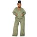 Women's Clothing High Waist Wide Leg Pants American Style Solid Color Casual Two Piece Suit For Autumn Winter_ecoleips.com