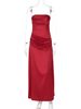 Hugcitar Elegant Strapless Ruched Solid Zipper Sexy Bodycon Maxi Prom Dress 2025 Summer Women Clothes Birthday Party Festival_ecoleips.com