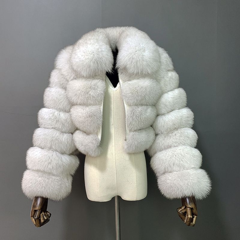 Patch-Sleeve Faux Fur Jacket – Cropped Vegan Coat In 12 Colors (S-5XL) | Gothic & Streetwear Vibes_ecoleips.com