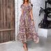 Elegant French Style Solid Color Cotton Maxi Dress Round Neck Short Sleeve Women's Spring Summer Resort Style Dress_ecoleips.com