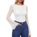 Women's Sexy Black Long Sleeve T-Shirt Mesh Lace Low Cut Style Color Block Top For Autumn Winter_ecoleips.com