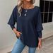 Elegant Ruffle Sleeve Everyday Tee - Crinkle Texture Round Neck Blouse For Women Comfortable Round Neck & Relaxed Fit_ecoleips.com
