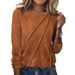 2025 Autumn/Winter New Solid Color Long Sleeve Hoodie T-shirt Round Neck Top Women's Wear_ecoleips.com